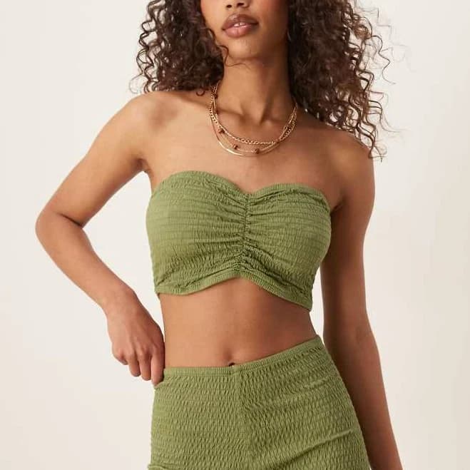 ASOS Shirred Ruched Bandeau Top