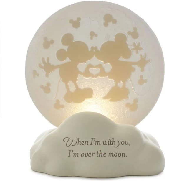 Hallmark Disney Mickey Mouse and Minnie Mouse Moon Figurine with Light