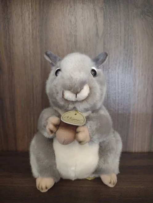 8 Inch Miyoni Gray Squirrel Holding Acorn Plush Stuffed Animal By
