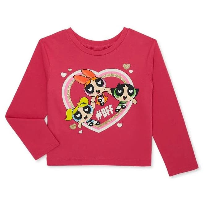 Powerpuff Heart Long Sleeve Valentine's Day Tee