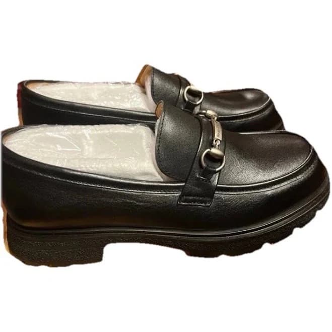 Beau Today Chunky Black Loafers With Metal Buckle Detail. Size 41 On