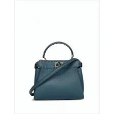 Fendi Structured Textured Blue Shoulder Bag - NWT