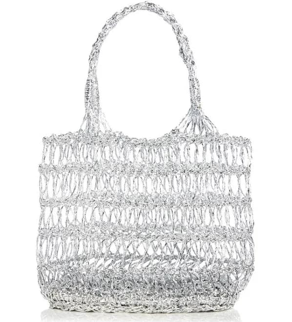 AQUA Woven Metallic Tote