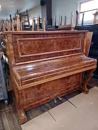Burled Walnut German Upright Piano