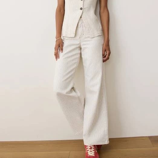 Marine Layer Women's Charlie Wide-Leg Ticking Stripe Jeans