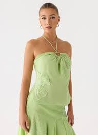 Teneika Beaded Flower Top - Lime – Peppermayo US