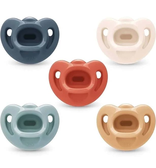 NUK Comfy 100% Silicone Orthodontic Pacifiers (5-Pack, 0–6 Months)