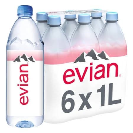 2 x - Evian Natural Spring Water, 1 L bottles, 6 pack, Size: 1 Large, Other