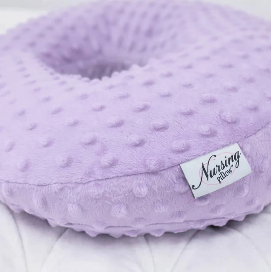 Lilac Minky Nursing Pillow with Embroidery