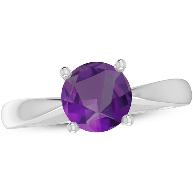 Sterling Silver Amethyst Solitaire Ring