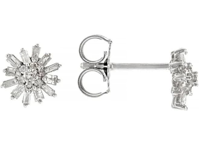 0.35ctw White Diamond Flower Stud Earrings in Rhodium Over Sterling Silver