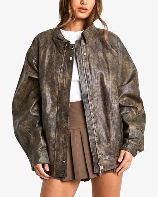Womens Oversized Y2K Faux Leather Jackets Vintage Plus Size Fashion Motorcycle Coats Fall Fashion Outfits 2025