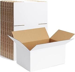10 Pack 10x7x5 Inch Small Shipping Boxes White Corrugated Cardboard Boxes Mailer for Small Business, Mailing Boxes for Packaging Bulk