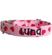 Pink & Red Heart Valentine's Personalized Dog Collar