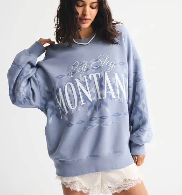 Women's Abercrombie & Fitch Oversized Sunday Crew in Light