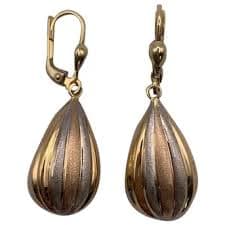 Similar Items to Tri-color Puffy Pear Shape Dangle 14k Earrings '