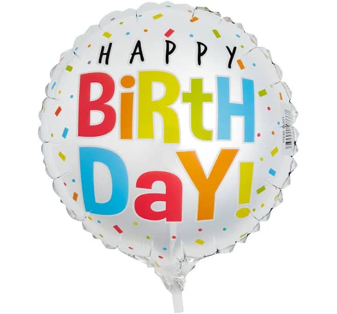 Happy Birthday Mylar Balloon White With Colorful Confetti - Orange