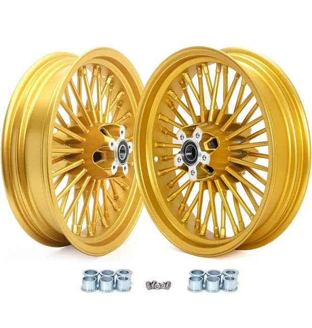 16x3.5 Fat Spoke Wheels Gold For Harley Touring Road King Classic