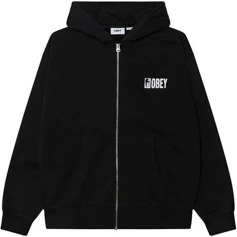 Men Obey Clothing Margin Faded Zip Hood Faded Wash