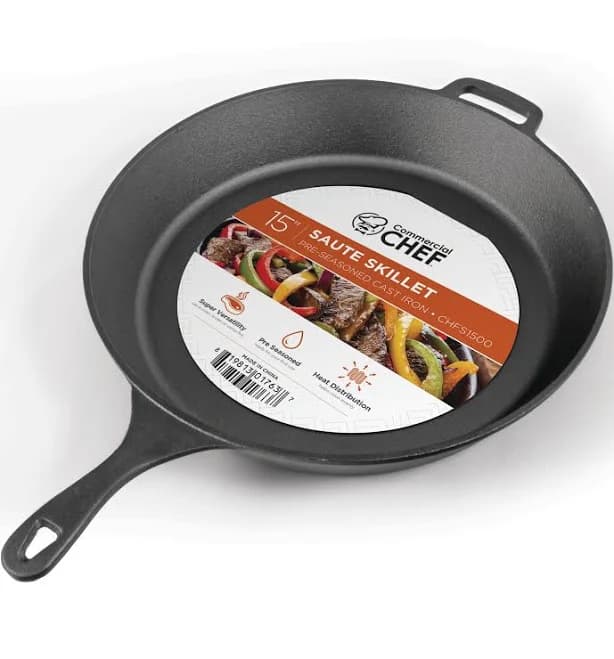 Commercial Chef Pre-Seasoned Cast Iron Skillet CHFS1500