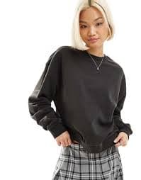 Weekday Essence Standard Sweatshirt in washed black | ASOS