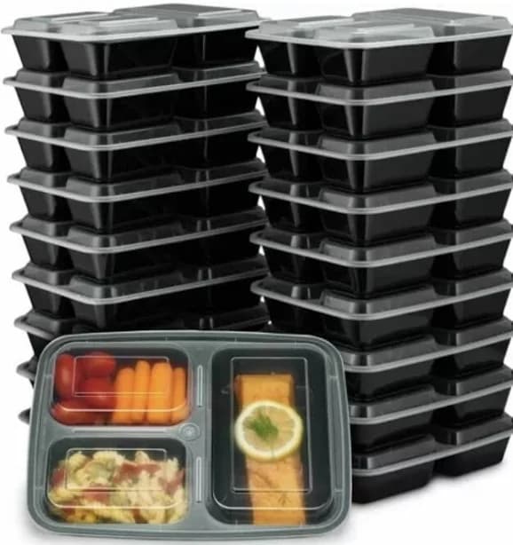EZ Prepa 20 Pack 32oz 3 Compartment Meal Prep Containers with Lids