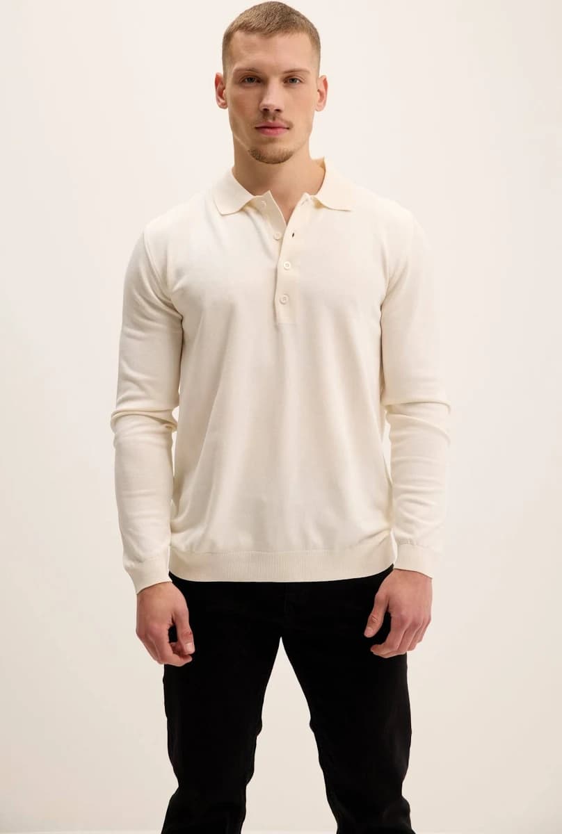 Ron Tomson Three Button Down Polo Sweater