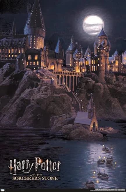 Harry Potter And The Sorcerer's Stone Hogwarts At Night Wall Poster