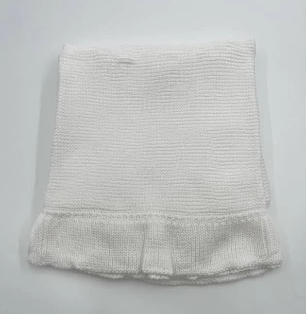 Blanket - Knitted Ruffle Edge Cream