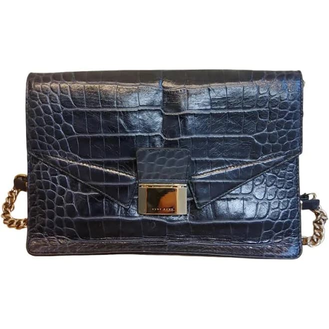 Boss Black Embossed Leather Chain Shoulder Bag