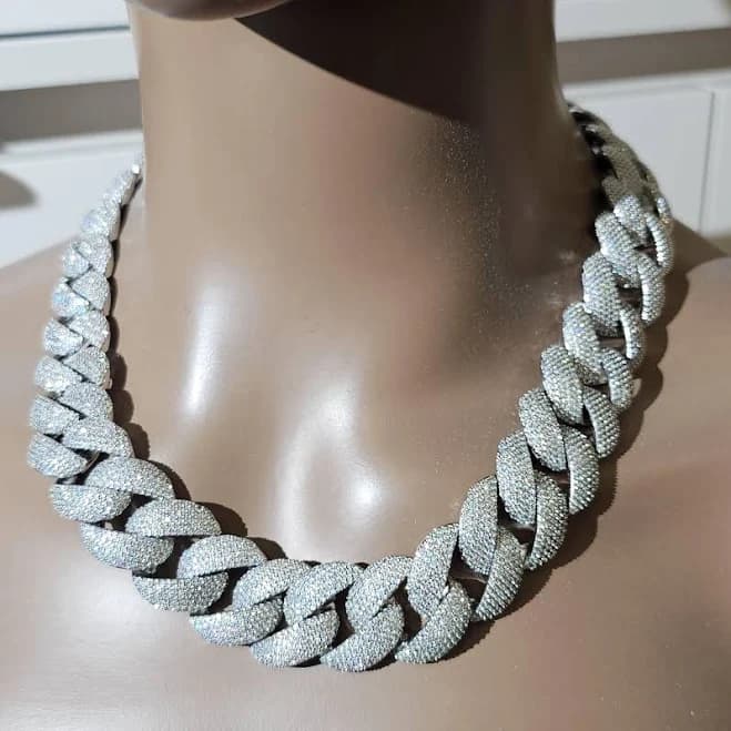 Iced Out 24mm Miami Cuban Link Chain,Mirco Pave Diamond Necklace,Hip Hop Jewelry