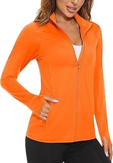 Women's UPF 50+ Lightweight Athletic Jacket Sun Protection Full Zip Long Sleeve Shirts Hiking Outdoor Pockets