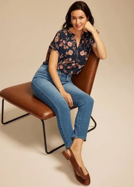 maurices Women's Everflex High Rise Back Seamed Slim Straight Jeans