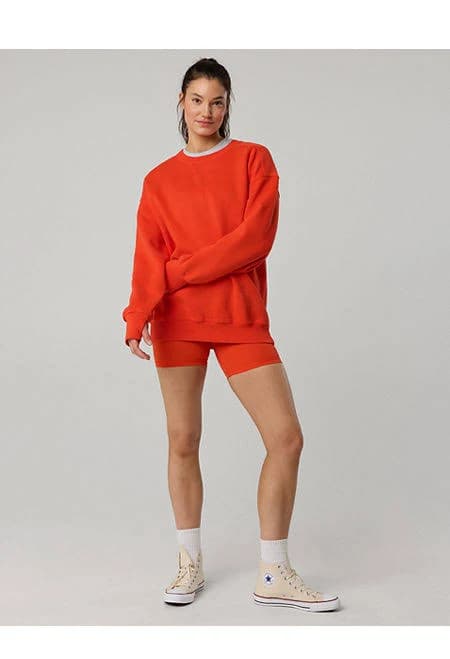 Offline by Aerie Cloud Fleece Oversized Crewneck Sweatshirt Women's Orange Flare M