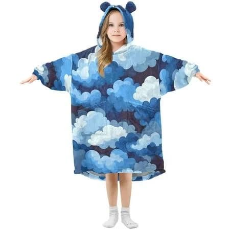 Cascading Blue Clouds Flannel Wrap