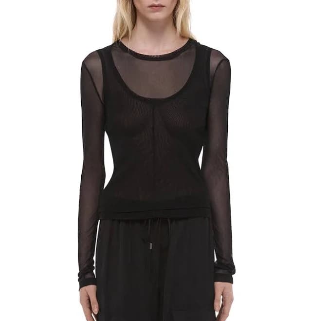 Helmut Lang Layered Mesh Long Sleeve T-Shirt