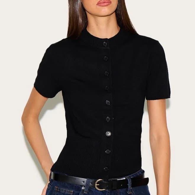 Women's Knit Button Through Top