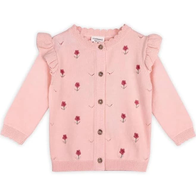 Floral Embroidered Organic Cotton Cardigan