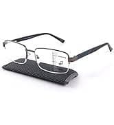 Amazon.com: Missfive Men Premium Multifocus Reading Glasses Blue Light Blocking, Progressive Metal Frame With No Broken Spring Hinge Multifocal Readers Computer Eyewear,Workspace For Near Range 1.5x : Health & Household