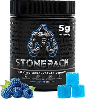 STONEPACK Creatine Gummies – The Only Lab-Verified 5g Creatine Monohydrate | Plus B12 for Energy, Accurate Dosing, Sugar-Free, Vegan, Gluten-Free | 120 Count Blue Raspberry Flavor