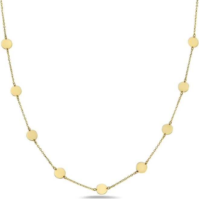 14K Gold Disc Station Necklace