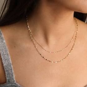 14K Gold Dainty Layered Chain Necklace
