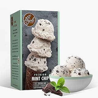 Triple Scoop - Premium Mint Choc Chip Ice Cream Mix For Ice Cream Maker. Simple, Easy, Delicious. From Gourmet Mix To Maker in 5 Min, Makes 2 Creamy Qrts, Made in USA (1 Pack, Mint Choc Chip)