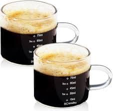 Amazon.com: BCnmviku 2PACK Espresso Cups Measuring Cup Shot Glass 90 ML/3OZ Triple Pitcher Glass Expresso Small Coffee Cup with Glass Handle : לבית ולמטבח