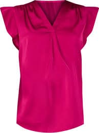 Vince Camuto Women's Satin Flutter-Sleeve V-Neck Top - Macy's