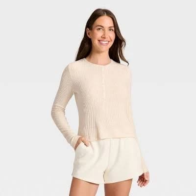 Auden Women's Cozy Ribbed Henley Pullover