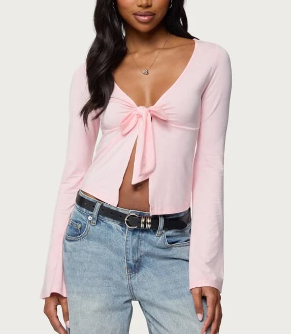 Edikted Women's Scarlette Tie Front Top