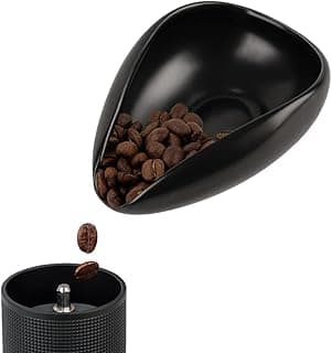 Ceramic Coffee Dosing Cup & Tea Storage Tray, Single Dose Measuring Container for Coffee Beans & Loose Leaf Tea Dosing Vessel, Black
