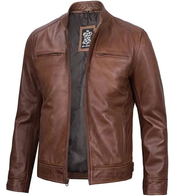 Men's Genuine Lambskin Leather Biker Jacket