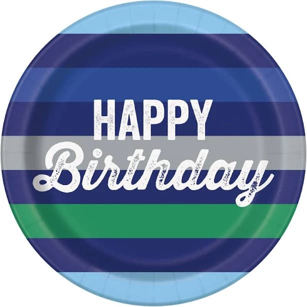 Way To Celebrate Striped Happy Birthday Disposable Paper Plates